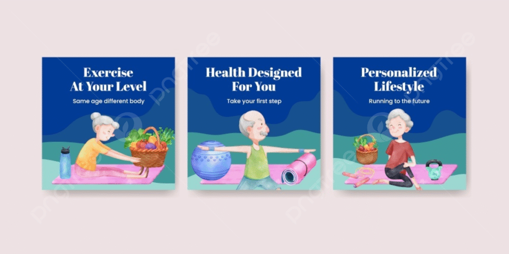Wellness exercise for seniors promoting strength, balance, and healthy aging through safe, low-impact fitness routines.